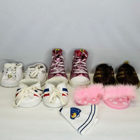 Build-A-Bear Other - Build A Bear Workshop Lot Of Shoes 5 Pairs Skechers Sneakers Pink Sandals